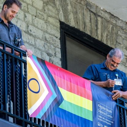 Pride banner hanging at KGH.