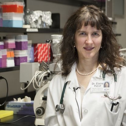 Dr. Elaine Petrof in her laboratory where the mixture used to cure C. diff. infections was created.