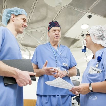 (From left) David Girard, Project Manager, Dr. Jay Engel, Surgeon, and Laura Emery, Surgical Oncology Coordinator are part of the team that helped to improve surgical oncology wait times at KGH.