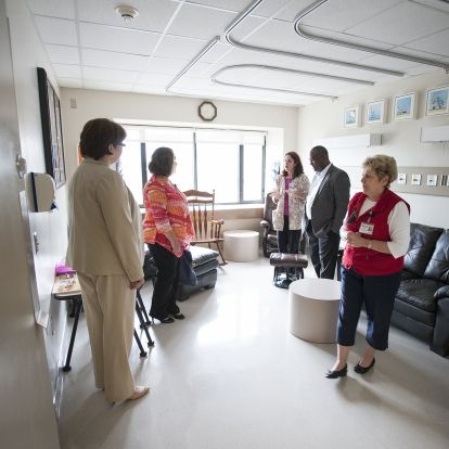 Bernard Roberson from Georgia Regents Health and Angela Morin, a KGH Patient Experience Advisor, talk with Kelli Kitchen, Program Manager at KGH on our newly renovated Neonatal Intensive Care Unit about the new Family Integrated Care model they are helping pioneer.