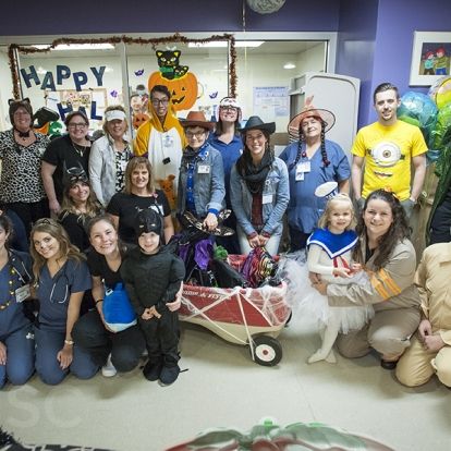 KHSC staff, physicians, patients and families show off their costumes on our pediatrics unit