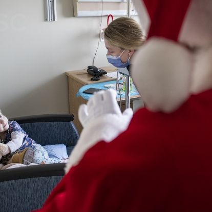 Santa visits pediatric patients