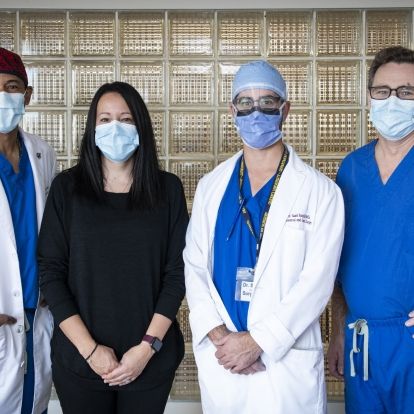 Members of KHSC's robotic colorectal surgery team including Dr. Antonio Caycedo-Marulanda, Jennifer Pereira, Dr. Sunil Patel and Dr. Hugh MacDonald