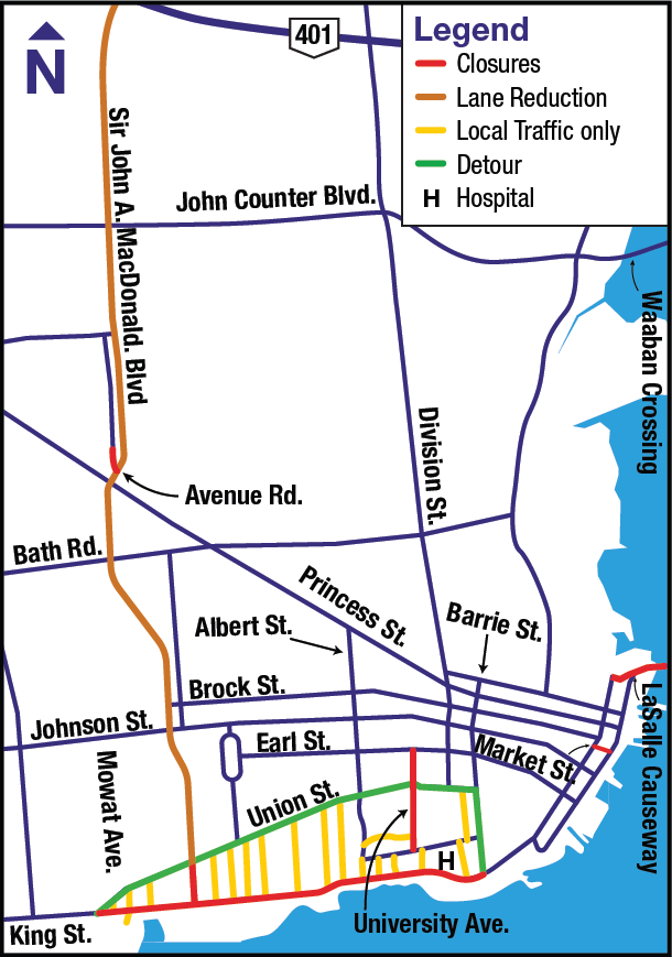 Map of downtown road closures