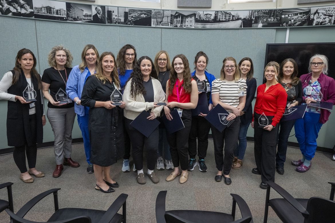 A group photo of award winners