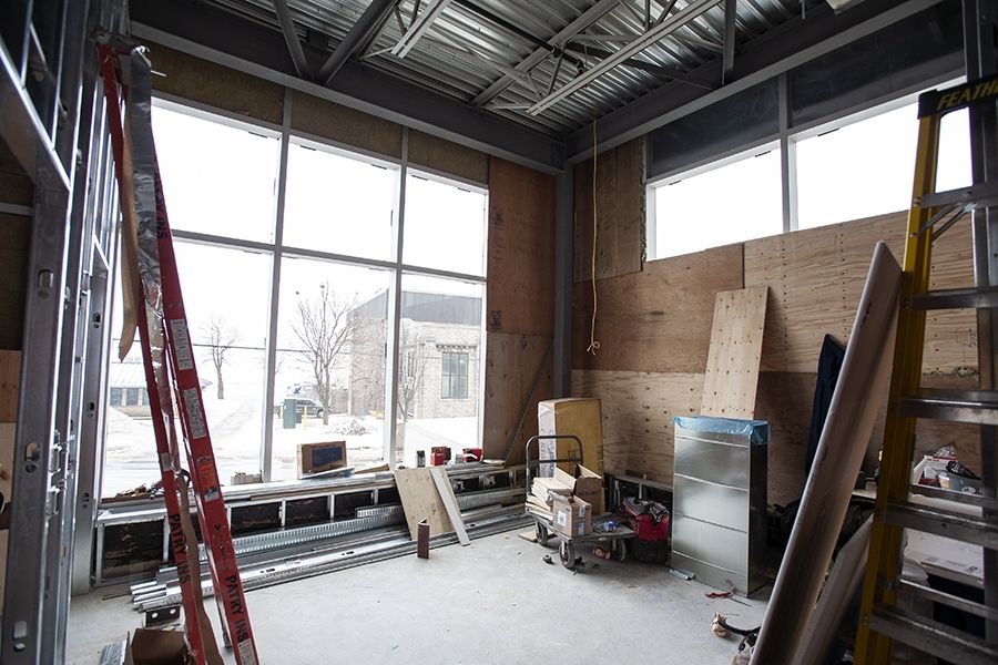 The new patient waiting area for the second MRI is a bright and open space overlooking Lake Ontario