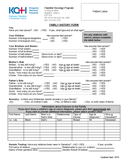 Family History Form