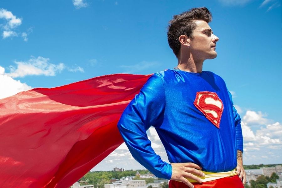 a man dressed as superman