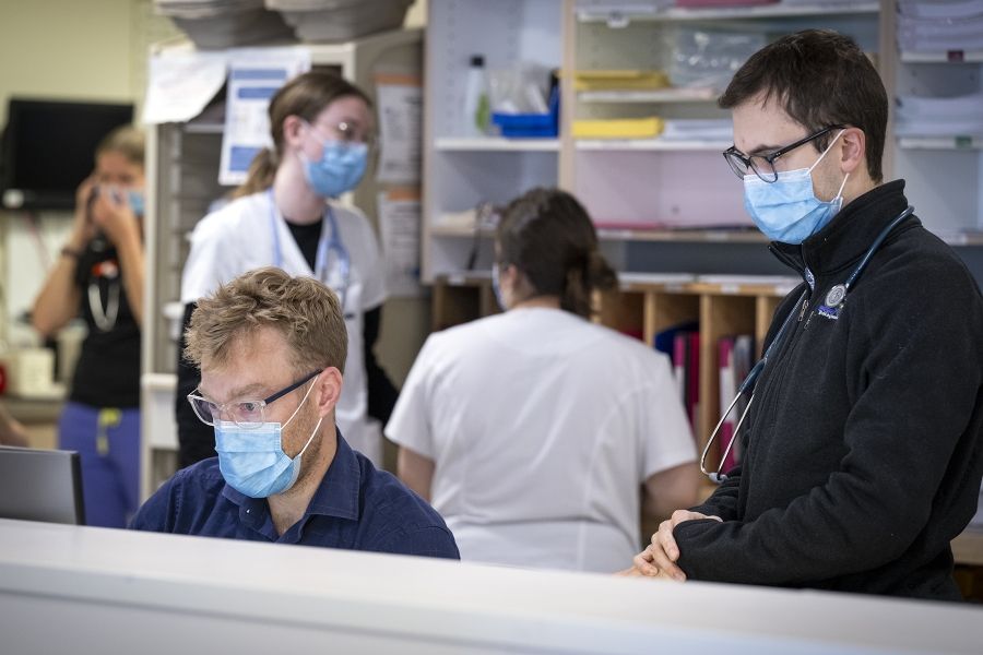 Dr. Kirk Leifso works on the unit