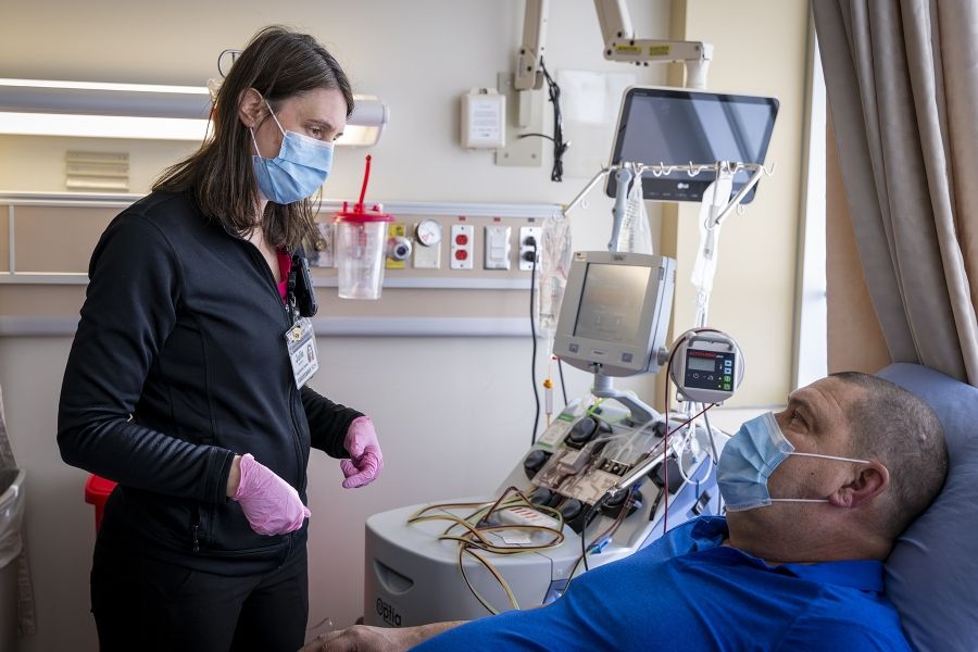 Stem Cell Transplant A KHSC nurse provides care to a patient during a Stem Cell transplant