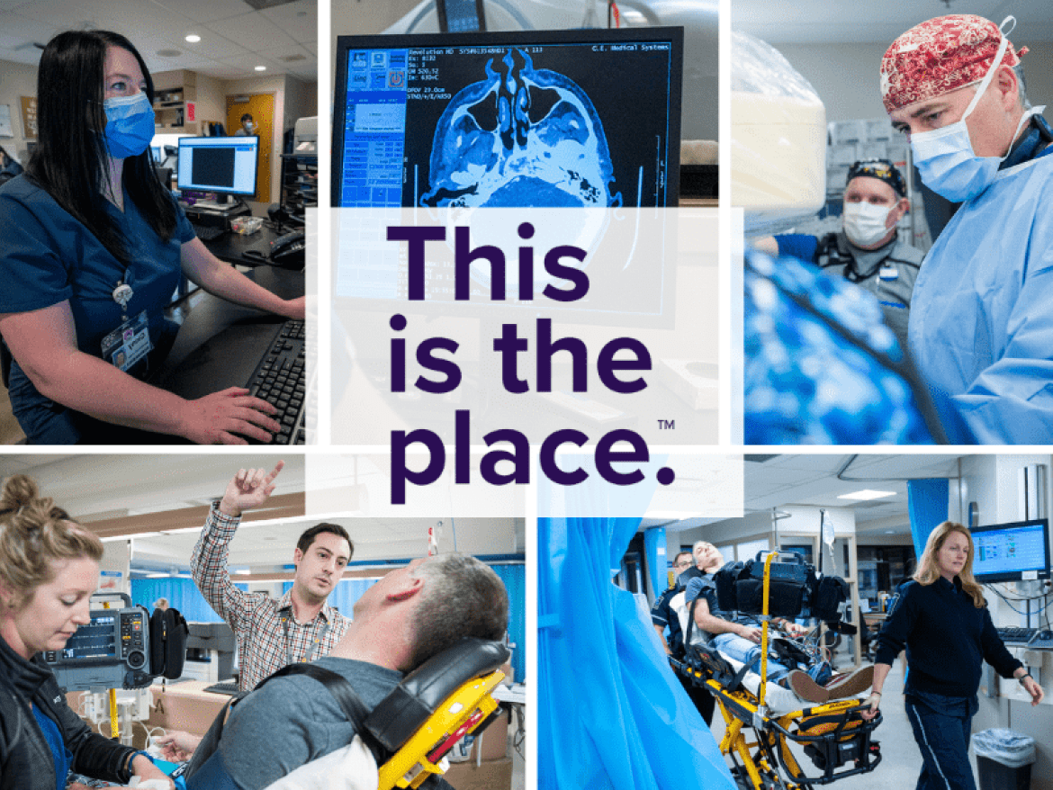 Collage of stroke team in action