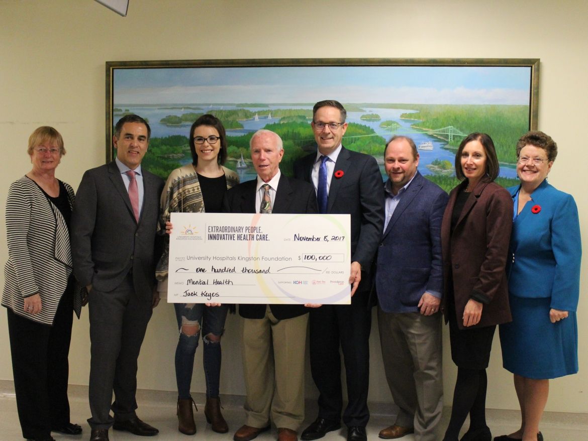 Donor Jack Keyes announces a $100,000 gift which will be used as an endowment fund to support inpatient and outpatient mental health at Kingston Health Sciences Centre.
