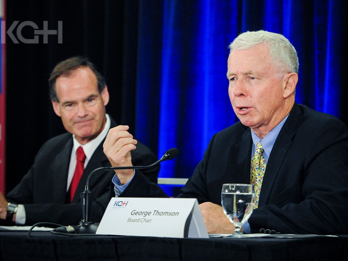 KGH Board Chair George Thomson and HDH Board Chair Michael Hickey to share the big news at a media conference