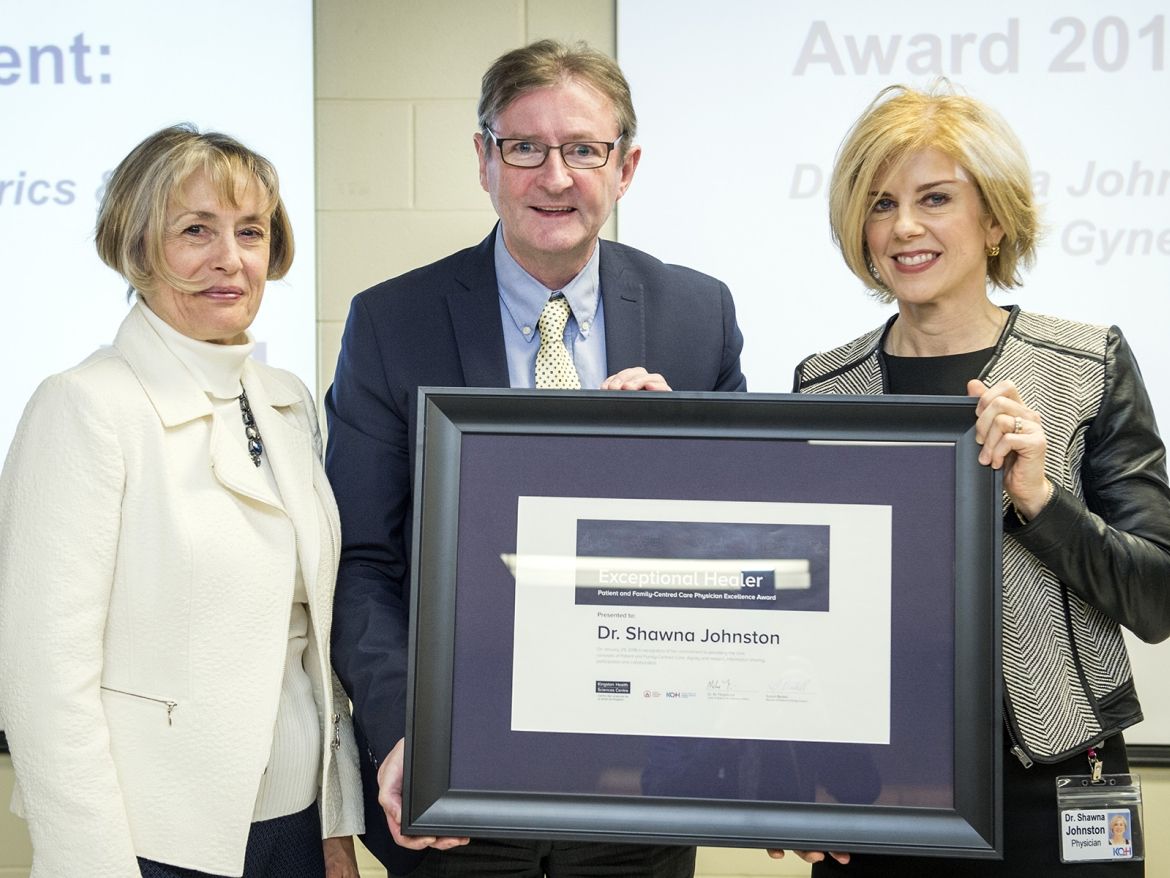 Dr. Shawna Johnston won this year’s KHSC Exceptional Healer Award. She was one of 21 physicians nominated for the award by patients, families and staff for their work to provide patient and family centred care. This former HDH award was extended to both KHSC sites as a way of bringing our teams together.