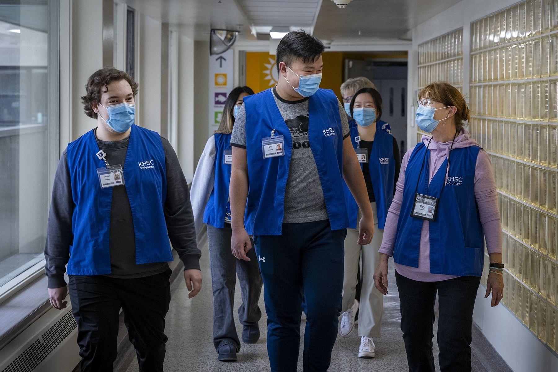 Volunteers walk the hallway at the KGH site