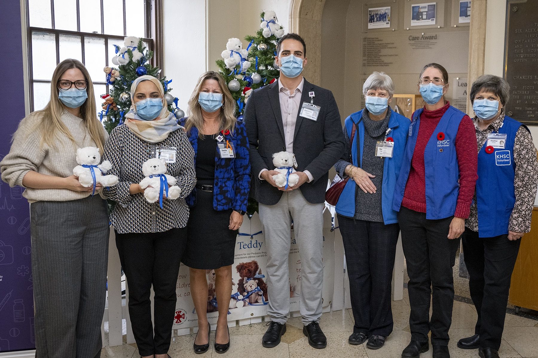 Teddy Bear campaign 2023 Members of the KHSC pediatrics team pose with members of the KGH Auxiliary