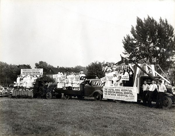Kingston’s three hospitals partnered with other members of the local health care community to form a collective entry during the City of Kingston's Centennial parade in August 1938.