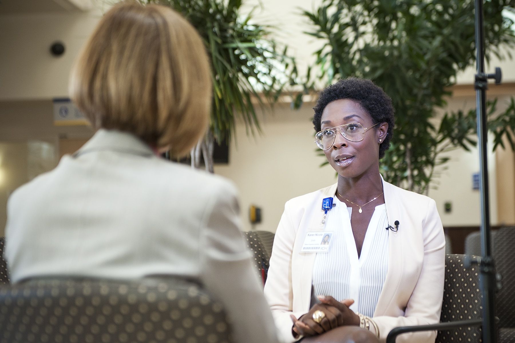 KGH Patient Experience Advisor, Karen Nicole Smith is interviewed by a CBC crew from New Brunswick reporting on the advances made in patient and family centred care at KGH.