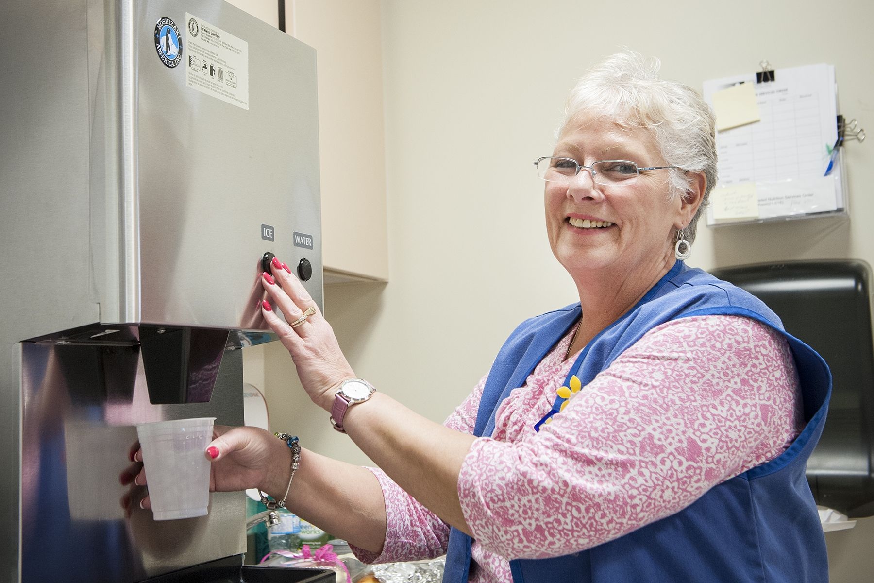Volunteer Judy Torrents regularly delivers ice water to chemotherapy patients.