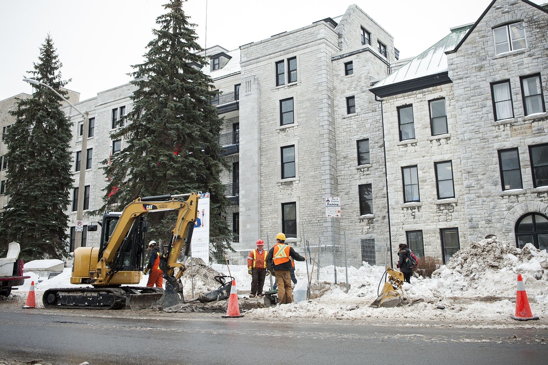 Call it a sign of things to come. A construction crew works on Stuart Street a few months ahead of the infrastructure renewal project set to go this spring.