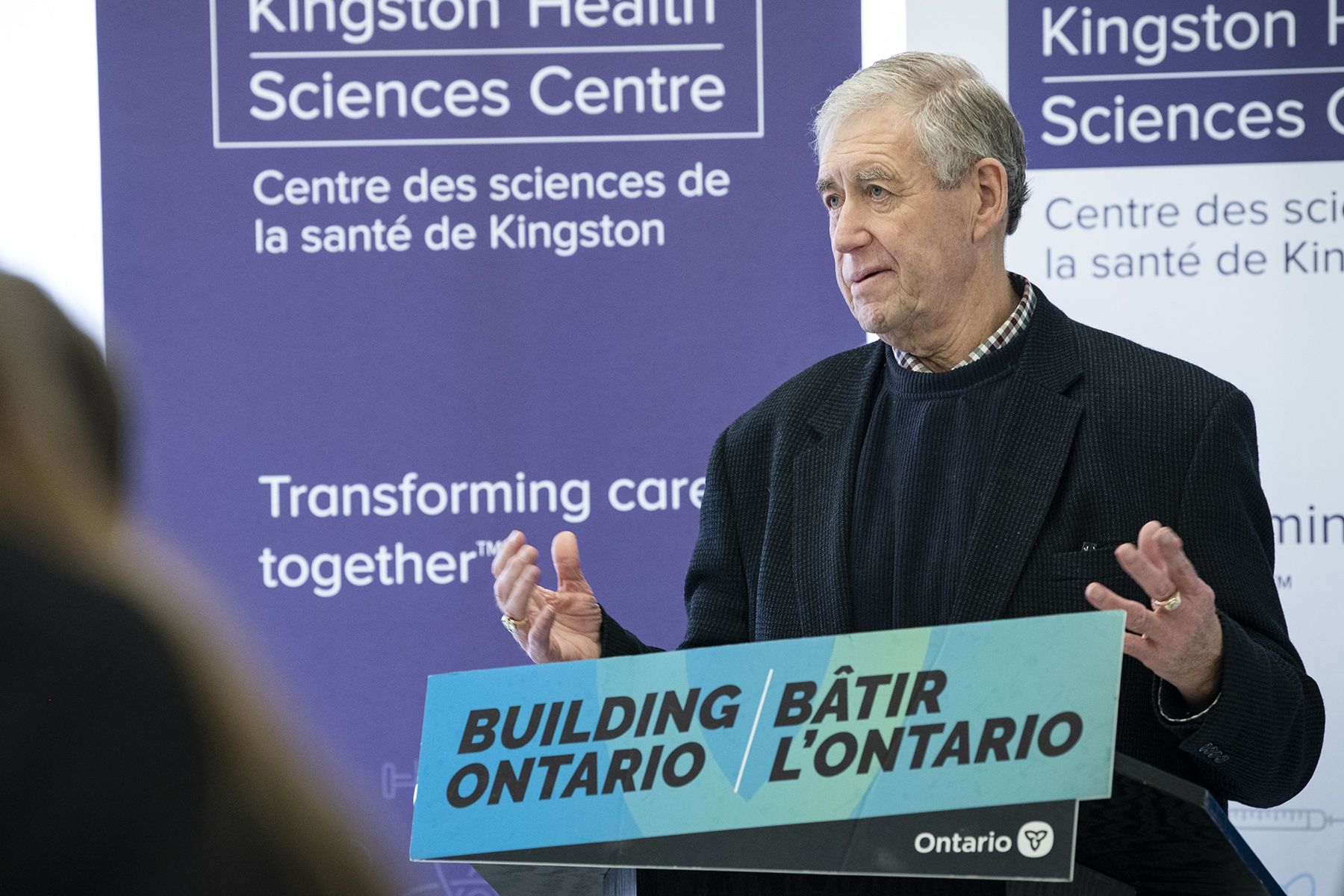 (File Photo) MPP Daryl Kramp (here speaking at a KHSC event in March) recently announced an additional $45 million in funding for KHSC.