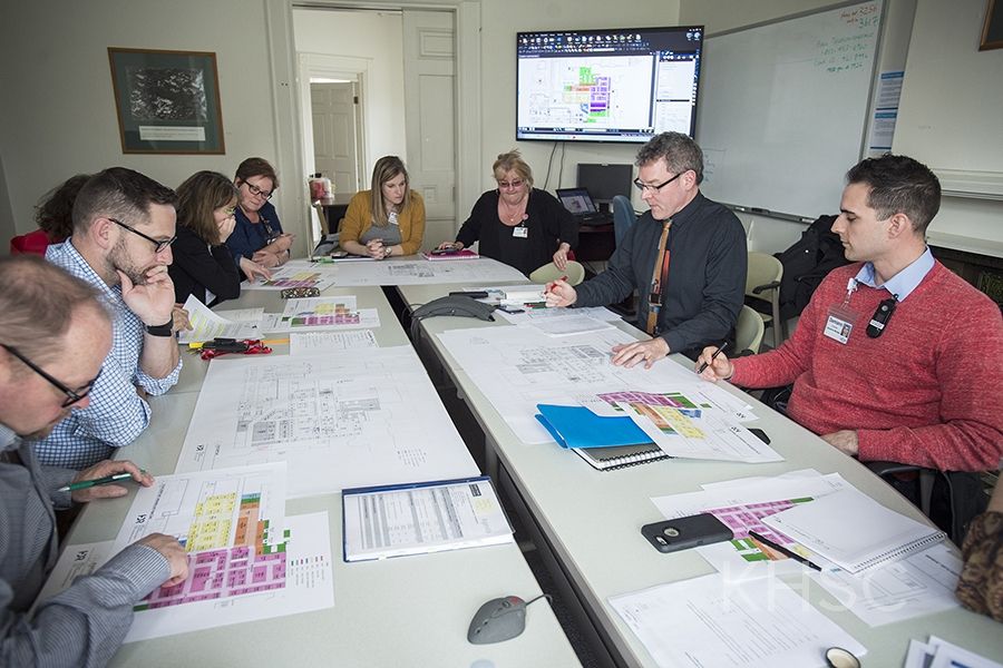 The Emergency Department working group studies plans for their new space