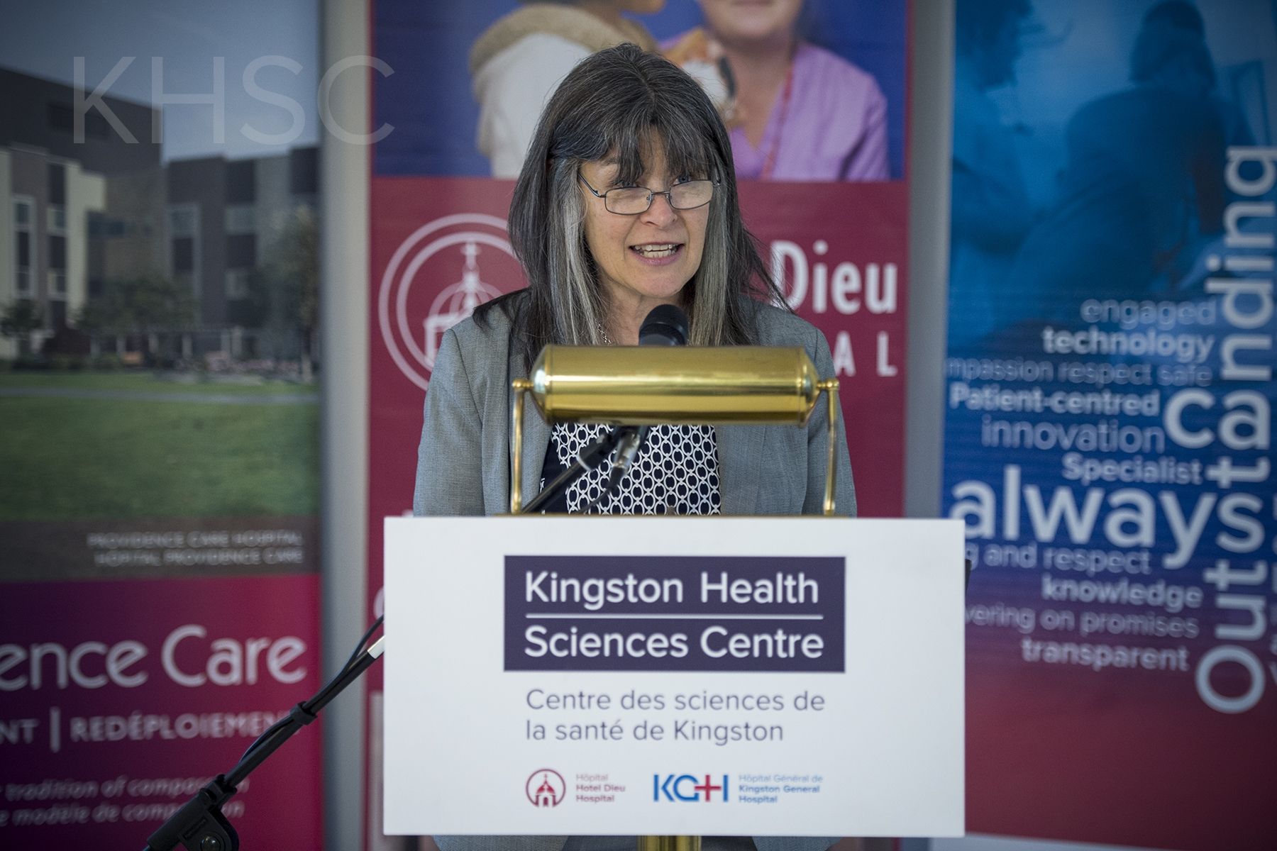 Kingston and the Islands MPP Sophie Kiwala speaking to the media and guest during the funding announcement.