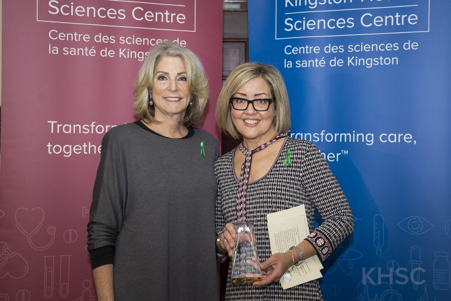 Trillium Gift of Life Network CEO Ronnie Gervais (L) presents the inaugural 'Advocates in Action' award to Shillane Labbett (R)